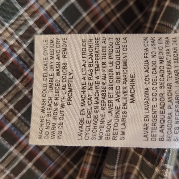 Dockers Plaid Long Sleeve Button Down Shirt LARGE Green Tan - Picture 10 of 16